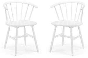 Marne White Wooden Dining Chairs With Curved Back In Pair