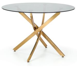 Melvin Clear Glass Dining Table Round With Gold Metal Legs