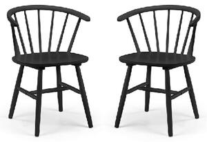 Marne Black Wooden Dining Chairs With Curved Back In Pair