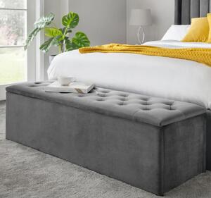 Rahela Velvet Blanket Box In Dark Grey