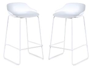 Racco White Plastic Bar Stools With Metal Legs In Pair