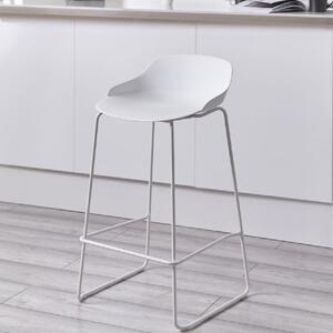 Racco Plastic Bar Stool With Metal Legs In White