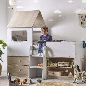 Ostend Wooden Mid Sleeper Children Bed In Pale And White