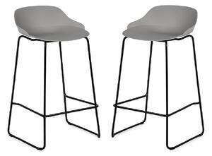 Racco Light Grey Plastic Bar Stools With Metal Legs In Pair