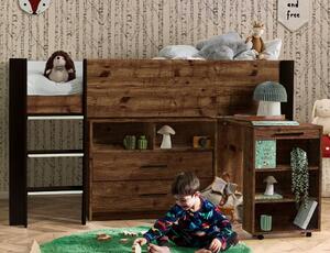 Oxford Wooden Mid Sleeper Children Bed In Rustic And Black