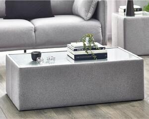 Rania Glass Top Coffee Table With Grey Fabric Frame