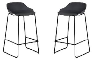 Racco Dark Grey Plastic Bar Stools With Metal Legs In Pair