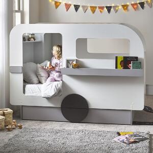 Tartu Wooden Caravan Children Bed In Grey And White