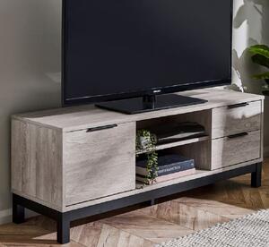 Baara Wooden TV Stand With 1 Door 2 Drawers In Grey Oak