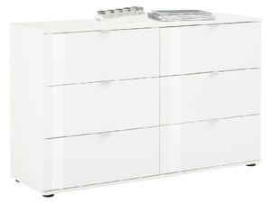 Palmer Wooden Chest Of 6 Drawers With Glass Fronts In Matt White