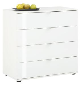 Palmer Wooden Chest Of 4 Drawers With Glass Fronts In Matt White