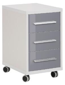 Macon Wooden Office Pedestal With 3 Glass Drawers In Grey