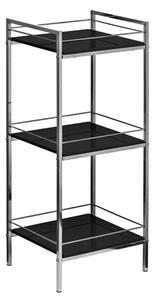 Groove Black High Gloss 3 Tier Shelving Unit With Chrome Frame