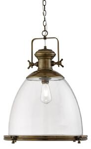 Afton Industrial Glass Shade Pendant Light In Antique Brass