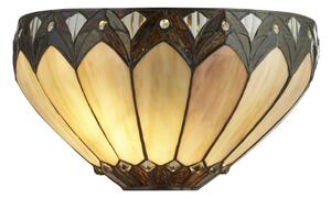 Pearl Tiffany Stained Glass Shade Wall Light In Antique Brass