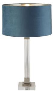 Scarborough Teal Velvet Shade Table Lamp In Crystal Base