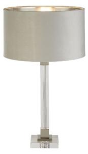 Scarborough Grey Velvet Shade Table Lamp In Crystal Base