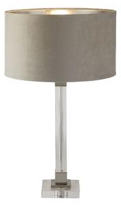 Scarborough Taupe Velvet Shade Table Lamp In Crystal Base