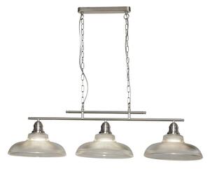 Bistro 3 Light Glass Shade Bar Pendant Light In Satin Silver