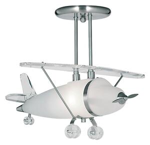 Novelty Acrylic Frosted Glass Airplane Pendant Light In Chrome