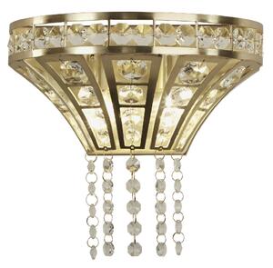 Gemma 2 Light Clear Crystal Wall Light In Satin Brass