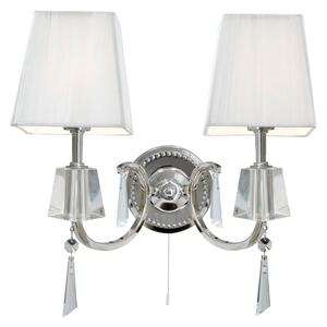 Partico 2 Light White Tapered Shade Wall Light In Chrome