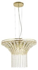 Gemma 8 Light Clear Crystal Round Pendant Light In Satin Brass