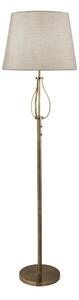 Vegas Cream Fabric Hessian Shade Floor Lamp In Brass