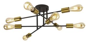 Armstrong 8 Light Semi Flush Light In Black And Satin Brass