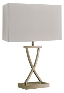 Club White Faux Silk Shade Table Lamp In Antique Brass