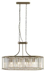 Victoria 5 Light Crystal Oval Pendant Light In Antique Brass