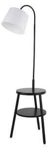 Ridge White Fabric Shade Floor Lamp With Shelf In Black