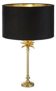 Palm Black Velvet Shade Table Lamp In Satin Brass