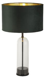 Oxford Green Velvet Shade Table Lamp With Glass And Marble Base