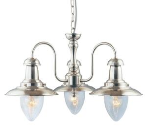 Fisherman 3 Light Seeded Glass Pendant Light In Satin Silver