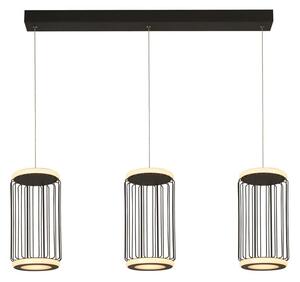 Circolo LED 3 Light Cage Bar Pendant Light In Black And White