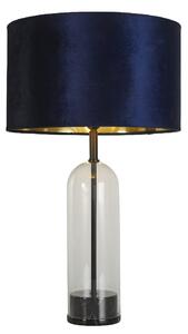 Oxford Navy Velvet Shade Table Lamp With Glass And Marble Base