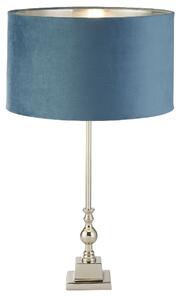 Whitby Teal Velvet Shade Table Lamp In Chrome