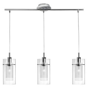 Duo 3 Light Clear Glass Bar Pendant Light In Chrome