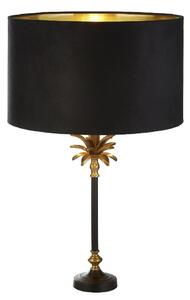 Palm Black Velvet Shade Table Lamp In Antique Brass