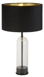 Oxford Black Velvet Shade Table Lamp With Glass And Marble Base