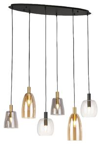 Divine 6 Light Multi Drop Pendant Light In Black