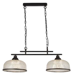 Highworth 2 Light Holophane Glass Shade Pendant Light In Black