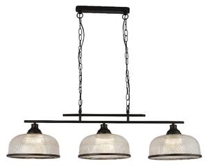 Highworth 3 Light Holophane Glass Shade Pendant Light In Black