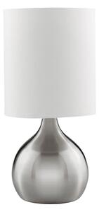 Touch Ivory Fabric Shade Table Lamp In Satin Silver