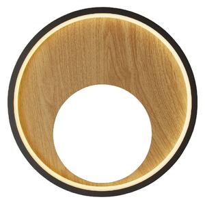 Curio Wooden Wall Light Round With Black Metal Frame