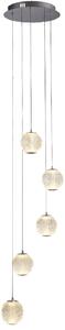 Allure Clear Acrylic Shade Multi Drop Pendant Light In Chrome