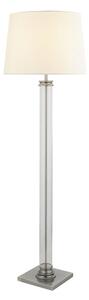 Pedestal Cream Fabric Shade Floor Lamp In Satin Silver