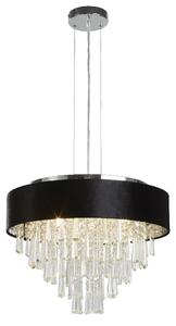 Glamour 5 Light Clear Crystal Pendant Light In Black Velvet