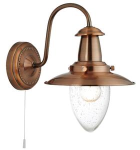 Fisherman Clear Seeded Glass Wall Light In Copper